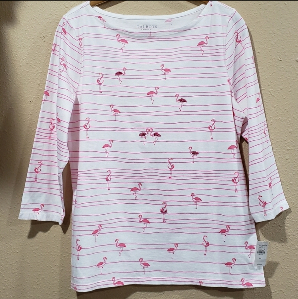 Talbots Three Quarter Sleeve Top W/ Sequin Accents